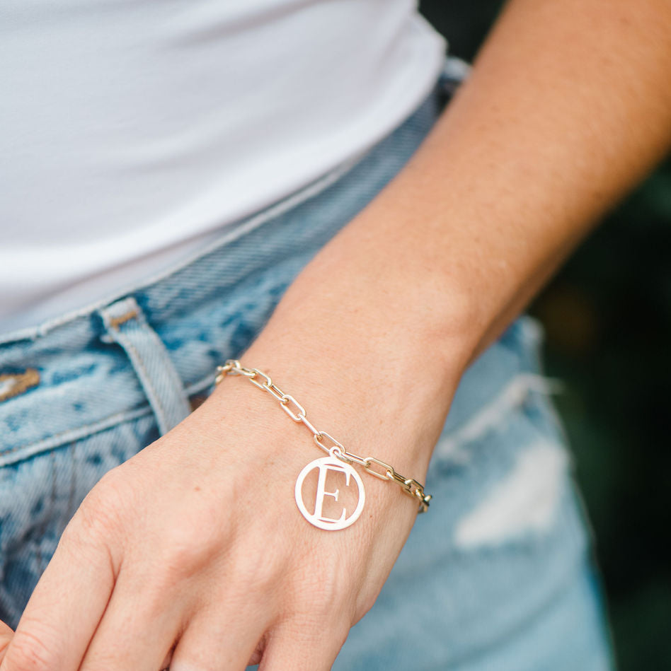 BLOCK INITIAL COCCO CHARM in 14k gold